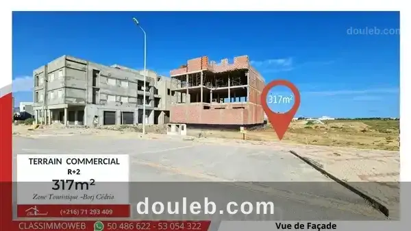Terrain de 317 m2 de coin commercial résidentiel à Tunis