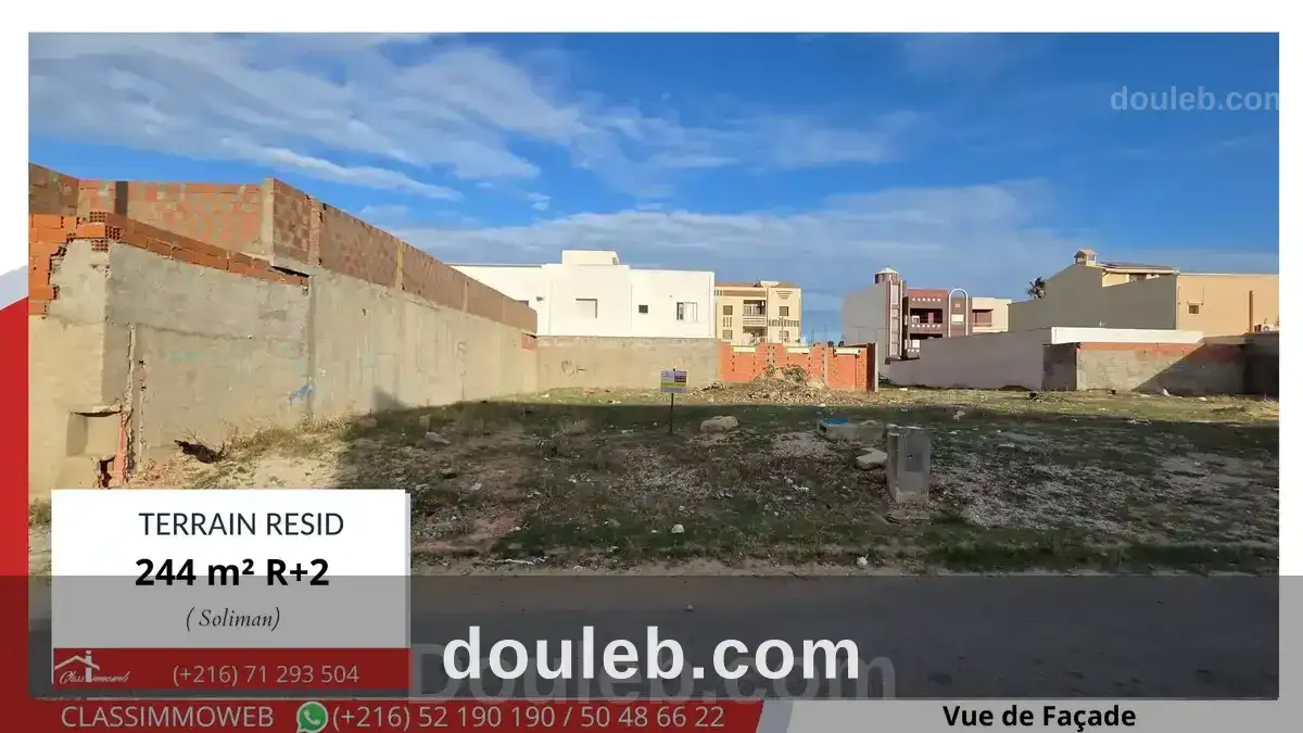 Terrain de 244 m2 à 550 d le m2 à Tunis