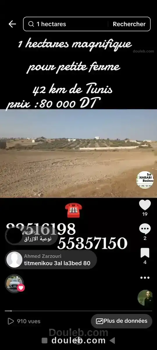 Excellent emplacement pour petite ferme à Tunis