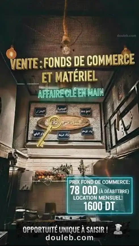 Fonds de commerce 78md menzah 9 à Tunis