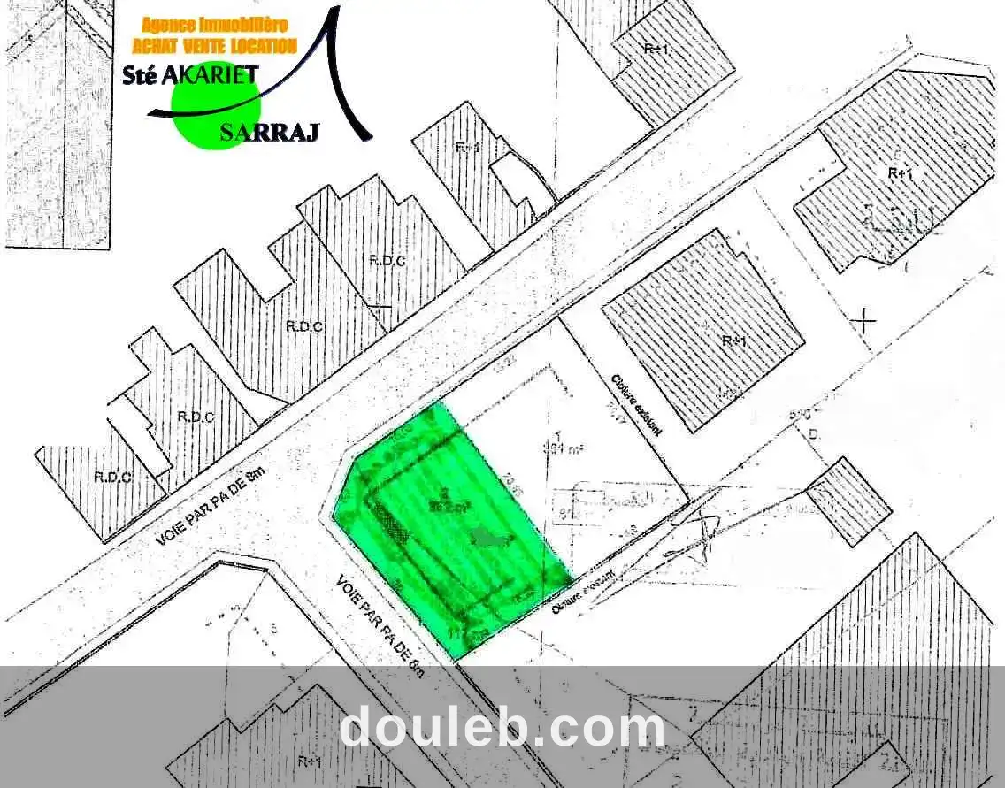 Terrain 362m prés de carrefour market khzema à Tunis