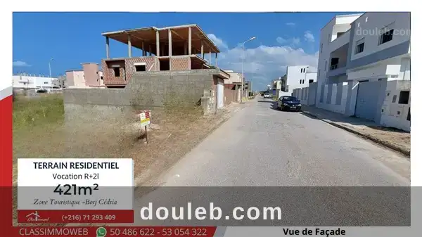 Terrain de 421 m2 à 550 d le m2 à Tunis