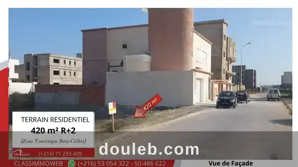 Terrain de 420m2 à 550 d le m2 à Tunis