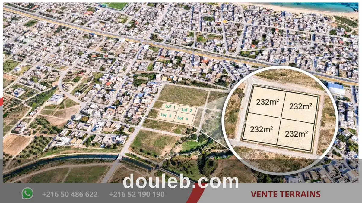 Terrain de231 m2 à 680 dt le m2 à Tunis