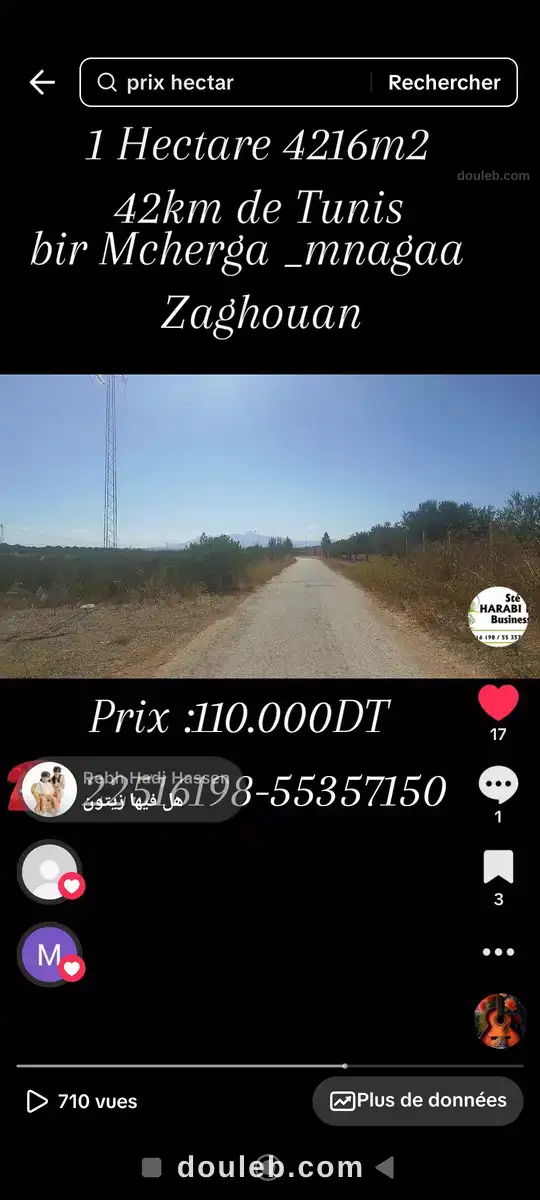 Un hectare et demi pour une résidence rurale à Tunis