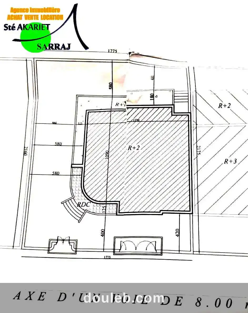 Terrain 383m au 3éme position de la plage à Tunis