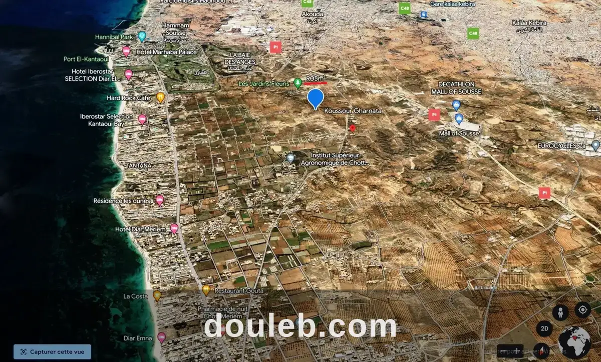 Terrain titré 905m en face koussour gharnata à Tunis