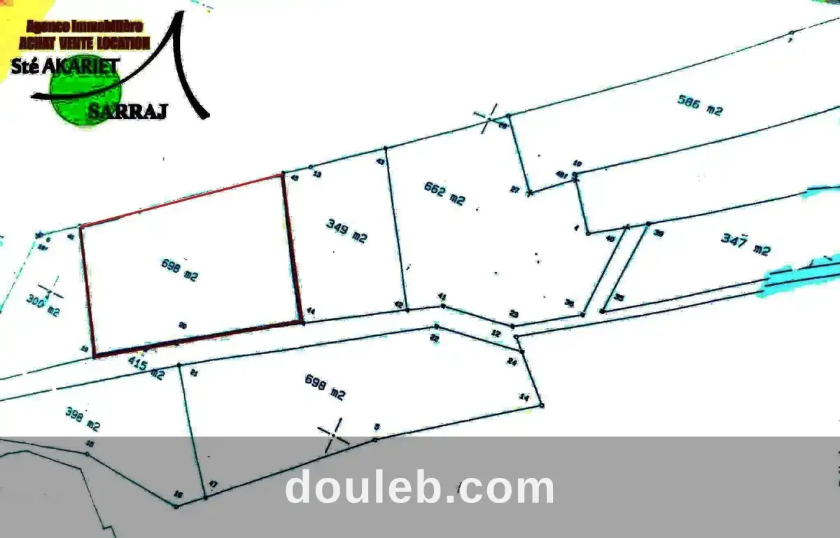 Terrain 698m akouda oued laarouk à 100m de gp1 à Tunis