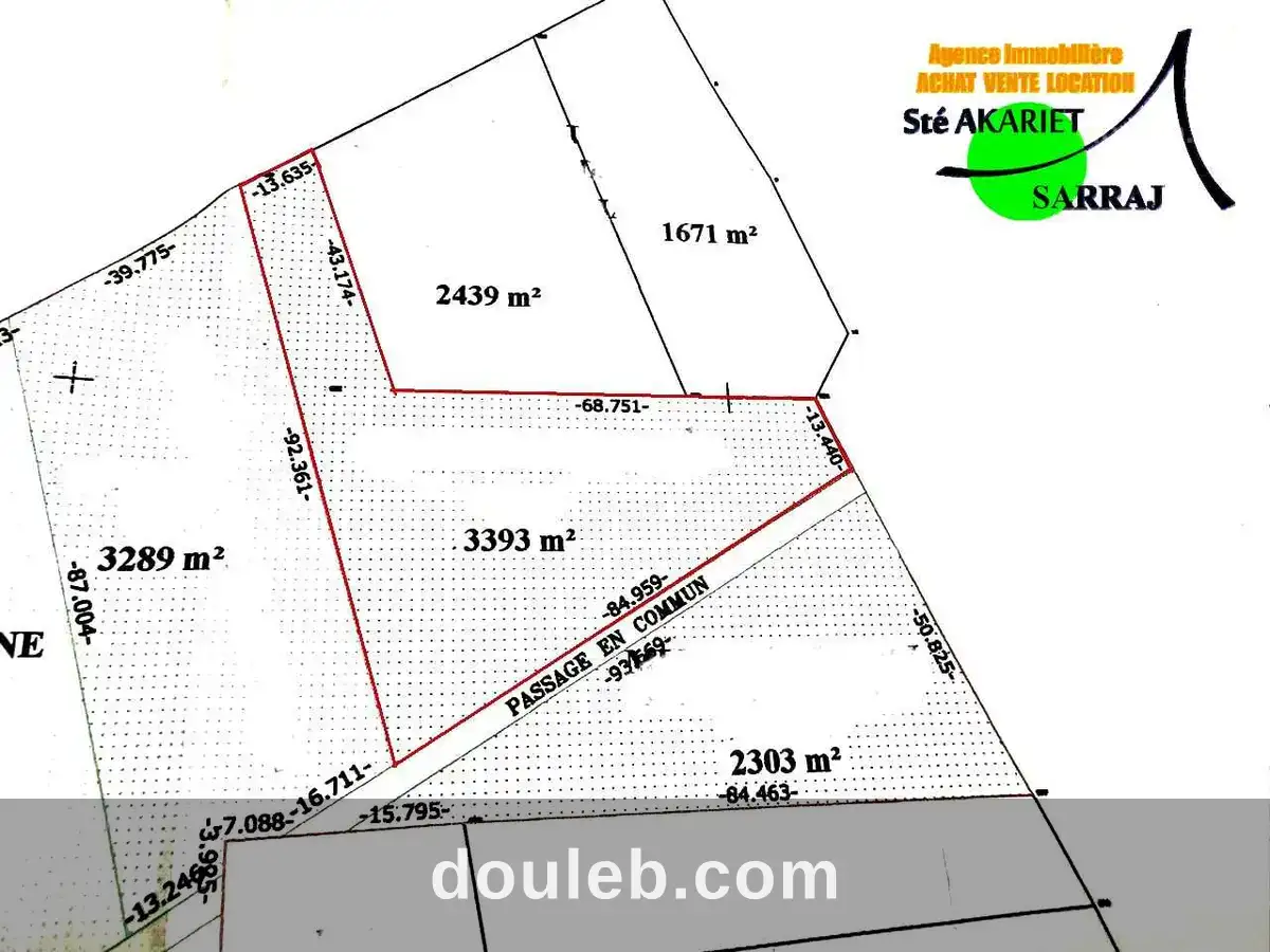 Lot 3393m pas loin lotissement bouker chatt mariem à Tunis